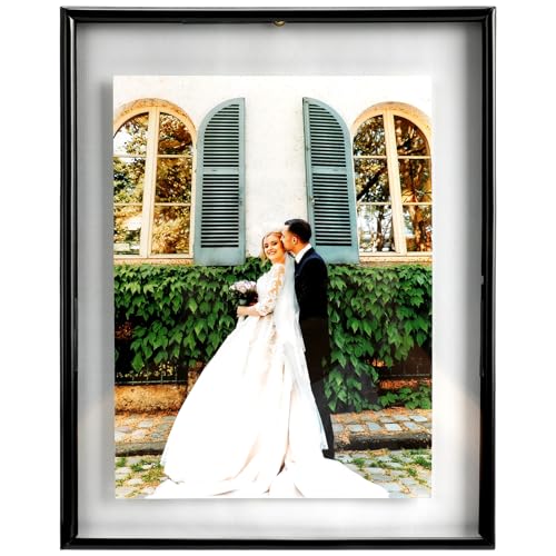 Wall Floating Frame, 8"×10", Black, Wall Mounting or Wall Leaning, For Photo 6×8, 5×7, 4×6, Classy For Thanksgiving, Anniversary, Wedding - color: Black, size: 8"×10"
