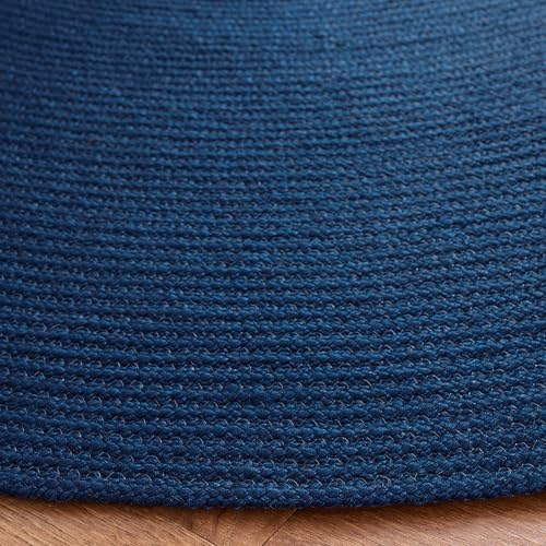 SAFAVIEH Braided Collection Area Rug - 4' Round, Dark Blue, Handmade Country Farmhouse, Ideal for High Traffic Areas in Living Room, Bedroom (BRD402M) - color: Dark Blue, size: 4' (Round)