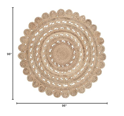 SAFAVIEH Natural Fiber Collection Area Rug - 8' Round, Natural, Handmade Boho Charm Braided Jute, Ideal for High Traffic Areas in Living Room, Bedroom (NF805B) - size: 8' (Round)