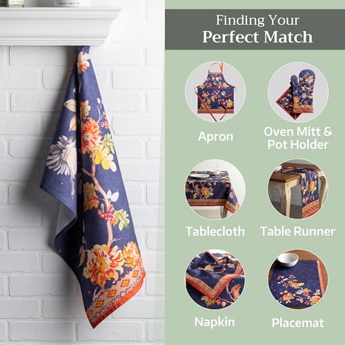 Maison d' Hermine Kitchen Towels Set of 3 Reusable 100% Cotton 27.50" x 20" | Cloth Tea Dish Towels Absorbent with Hanging Loop for Kitchen Dining Hotel Home Thanksgiving Christmas - Kelim - Infinity - color: 024 - Kelim - Infinity