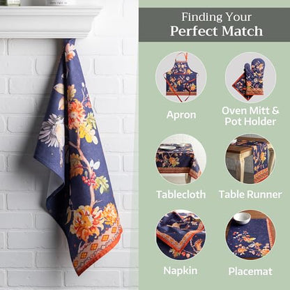 Maison d' Hermine Kitchen Towels Set of 3 Reusable 100% Cotton 27.50" x 20" | Cloth Tea Dish Towels Absorbent with Hanging Loop for Kitchen Dining Hotel Home Thanksgiving Christmas - Kelim - Infinity - color: 024 - Kelim - Infinity