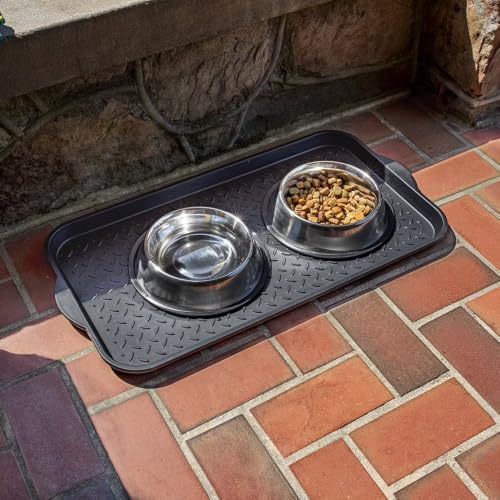 Diamond Boot Tray 15"x 29" Black Plastic Shoe Mud Mat for Entryway | Indoor Outdoor Entryway Shoe Drip Pan, Drainage Shoe Holder for Garden Boots Pet Feeding Craft Project Floor Protection