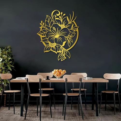 Trpiox Lily Flower Metal Wall Art,Metal Flowers Wall Decor,Lily Floral Sign,Flower Wall Decor for Bedroom Bathroom Living Room(Gold,24" H x 20" W / 60x50cm) - color: Gold, size: 24"H x 20"W / 60x50cm