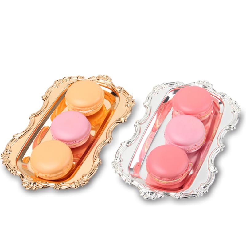 Gold Serving Tray 8.07X4.84 Inch Decorative Dessert Plate for Wedding Party Fruit Snacks Cake Display Elegant Tableware