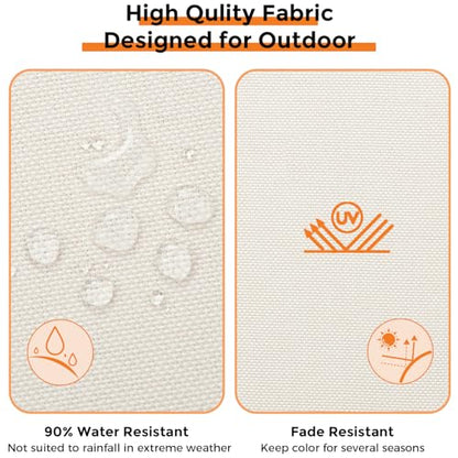 Magpie Fabrics Outdoor Tufted Seat Cushion 19"x19" Set of 2 (Cream) | Waterproof Patio Chair Pads with ties Tatami Floor Pillow for Room Garden Balcony Office - color: Cream