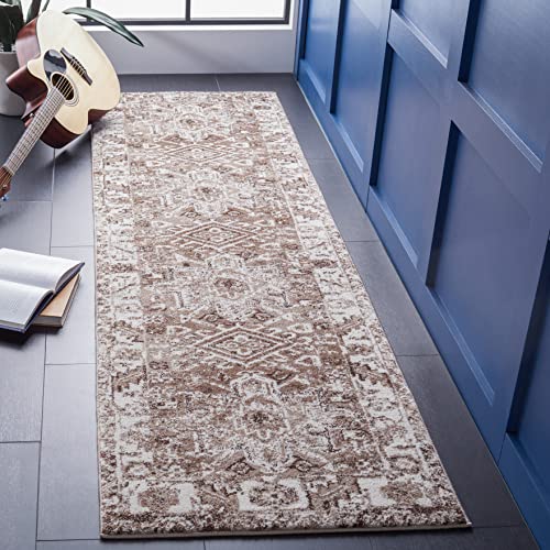 SAFAVIEH Vintage Hamadan Collection Runner Rug - 2'3" x 6', Brown & Ivory, Traditional Persian Design, Non-Shedding & Easy to Clean, Ideal for Hallway, Foyer, Entryway, Bedroom (VTH211T) - color: Brown/Ivory, size: 2'3" x 6' (Runner)