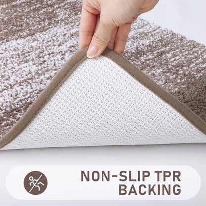 Bsmathom Bathroom Rug Set 4 Piece, Plush Microfiber Bath Mat, Coffee | Extra Water Absorbent, Non Slip Washable Runner Bath Rugs with Toilet Lid Cover and U-shaped Contour Toilet Mat - color: Coffee, size: 18"x26"+18"x48"+U20"x24"+Cover19"x21"