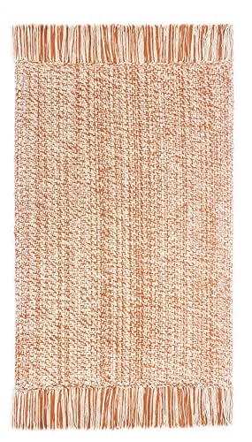 COTTON CRAFT Woven Area Rug - Entryway Mat with Fringe - Terracotta Natural | 22x34 inch Reversible Boho Farmhouse Rustic Cotton Throw Rug Carpet - Washable Accent Mat for Bedroom Living Room Bathroom - color: Terracotta - 1 Pack, size: 1'10" x 2'10" (Rec