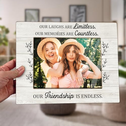Rustic Wood Picture Frame,Farmhouse Picture Frame for 5x7 Photo –Our Friendship is endless – Fun Friend Gift for Besties, Roommates, Birthday or Graduation(Friendship) - color: Friendship