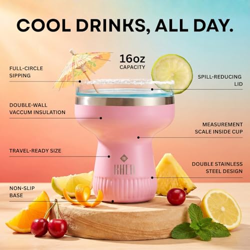 Double Wall Insulated Margarita Tumbler, Cocktail Cup Cherry Blossom, 16 oz | Keeps Drinks Cold 12+ Hours, Shatterproof, Portable, Travel Friendly Perfect for Margaritas, Martinis, Cocktails & Mix Drinks - color: Cherry Blossoms