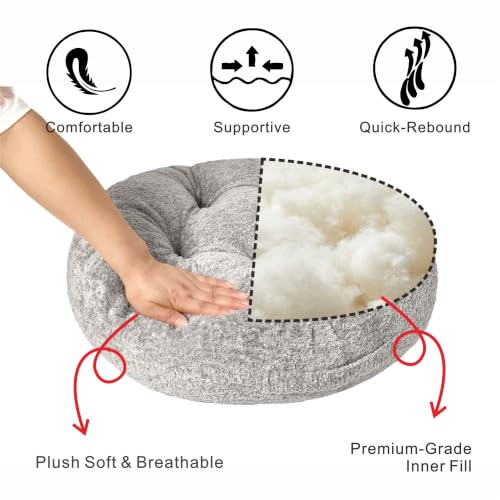 Floor Cushion Pillow, Portable Large | Meditation Adult Sitting Pillow with Handle for Tatami, Living Room & Yoga (1, Round, Gray, 22 x 22 x 6 inches) - color: Round, Gray