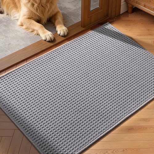 Indoor Door Mat 24" x 36", Non-Slip Washable Entryway Mat, Dirt Trapper Absorbent Entrance Mat, Low Profile Floor Mat for Front/Back Door, Entryway, Light Grey ﻿ - color: Light Gray, size: 24"x36" (Rectangular)