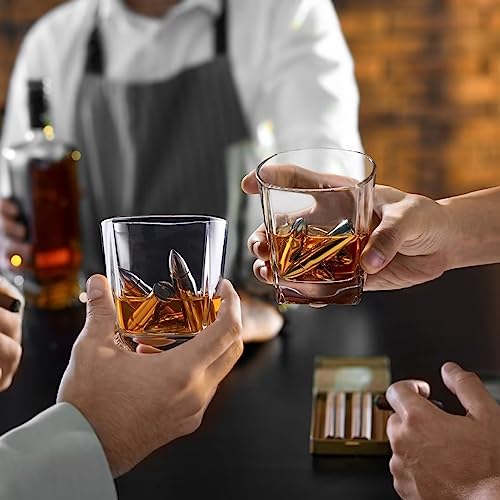 Gifts for Men Dad, Whiskey Stones, Him Husband Boyfriend Gifts for Birthday Anniversary Fathers' Day, Unique Wedding Housewarming Gift for Men Who Have Everything 10pcs - color: Silver - Wooden Barrel