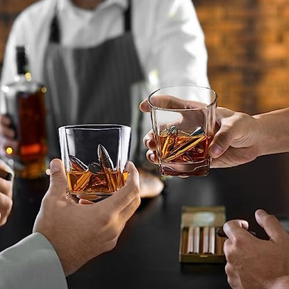 Gifts for Men Dad, Whiskey Stones, Him Husband Boyfriend Gifts for Birthday Anniversary Fathers' Day, Unique Wedding Housewarming Gift for Men Who Have Everything 10pcs - color: Silver - Wooden Barrel