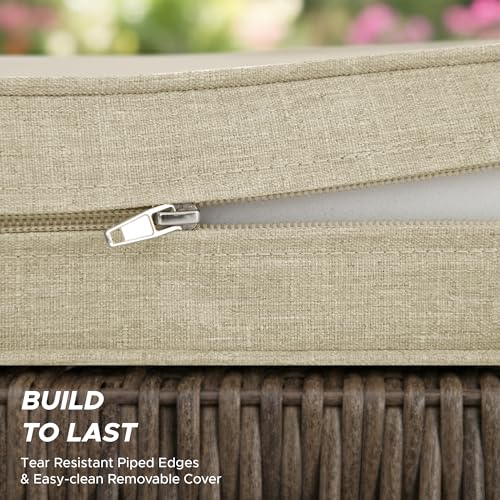Outdoor Chair Cushions, D Shaped, Set of 2, 18.5 x 16 Inch, Beige | Fade-Resistant, Water-Resistant, Patio Furniture Seat Chair Pads Replacement, Non-Slip Bottom with Ties, Removable Cover - color: Beige, size: 18.5" x 16" 2 Pack