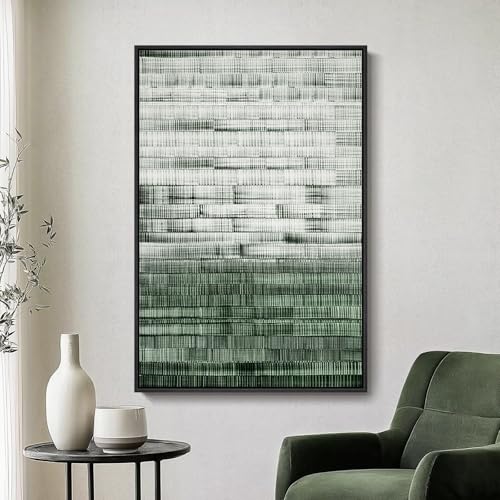 Framed Green Abstract Canvas Wall Art, Modern Art Prints Paintings Artwork for Walls, Minimalist Dark Sage Green Pictures for Living Room Dining Room Bedroom Office Bathroom Wall Decor 24x36 In - color: Green White A