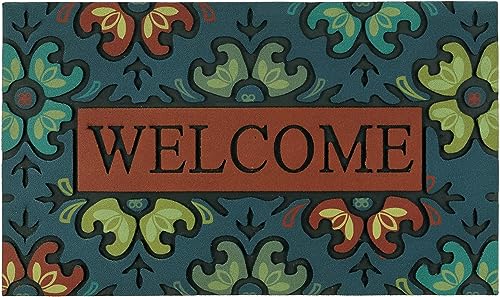CHICHIC Front Door Mat 18"x30" Outdoors Mat Heavy Duty Flower Welcome Mat | Non-Slip Rubber Backing Welcome Mat, Dirt Trapping, Heavy Duty, Low Profile Indoor Outdoor Entry Way Door Mat, Easy to Clean - color: Flower Welcome