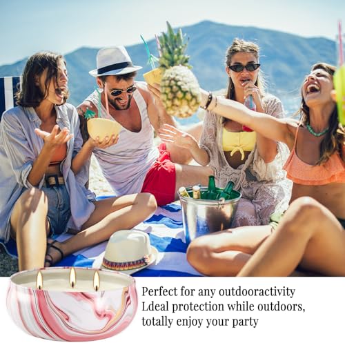 4 Pack Citronella Candles-3 Wick Scented Candles,Outdoor Candle Bulk 12 oz Large Candle Gift for Patio,Summer Gifts,Anniversaries GIF. - color: Style3-Pink blue