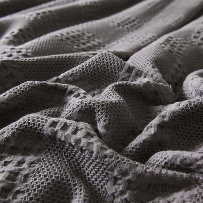 100% Cotton Waffle Weave Throw Blanket, Soft Lightweight Breathable Cozy Summer Throws for Couch Bed Sofa, Aesthetic Woven Blanket,Dark Gray,150 x 200 cm / 59 x 79 inch - color: Dark Gray, size: Single Size 59x79 inch