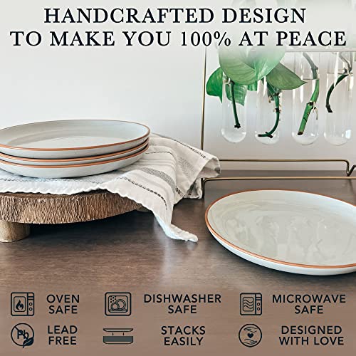 MORA Ceramic Plates Set, 7.8 in - Set of 6 - The Dessert, Salad, Appetizer, Small Dinner etc Plate. Microwave, Oven, and Dishwasher Safe, Scratch Resistant. Kitchen Porcelain Dish - Earl Grey - color: Earl Grey