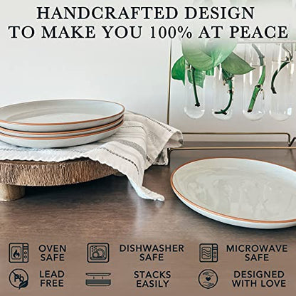 MORA Ceramic Plates Set, 7.8 in - Set of 6 - The Dessert, Salad, Appetizer, Small Dinner etc Plate. Microwave, Oven, and Dishwasher Safe, Scratch Resistant. Kitchen Porcelain Dish - Earl Grey - color: Earl Grey