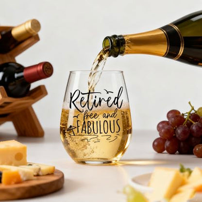 Funny 2026 Retirement Gifts for Women Men | Retirement Wine Glass Retired Free and Fabulous, Funny Birthday Gifts for Retired Friends Teacher Boss Nurses Friends