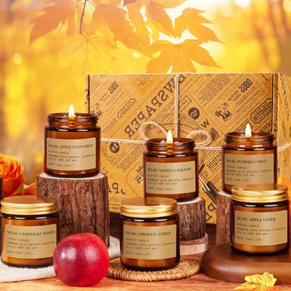 Candles for Home Scented, 6 x 3.5 oz Soy Wax & 150 Hours Long Lasting Fall Candles, Gifts for Women Birthday Thanksgiving Day Merry Christmas - color: 6 Pack Fall Candles