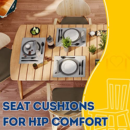 AAAAAcessories D-Shaped Chair Cushions, 2" Thick Dining Chair Pads with Ties and Removable, Machine-Washable Cover, 17" x 16", Set of 6, Taupe - color: Taupe, size: 6 Count(Pack of 1)