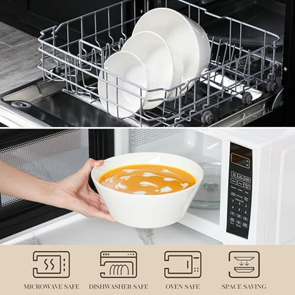 MALACASA White Serving Bowls Set of 3, Ceramic Mixing Bowl for Kitchen | 105/60/35 OZ Bowls for Family Salad, Soup, Pho and Fruit, Microwave & Dishwasher Safe, Series REGULAR - size: 35oz/60oz/105oz(3pcs)