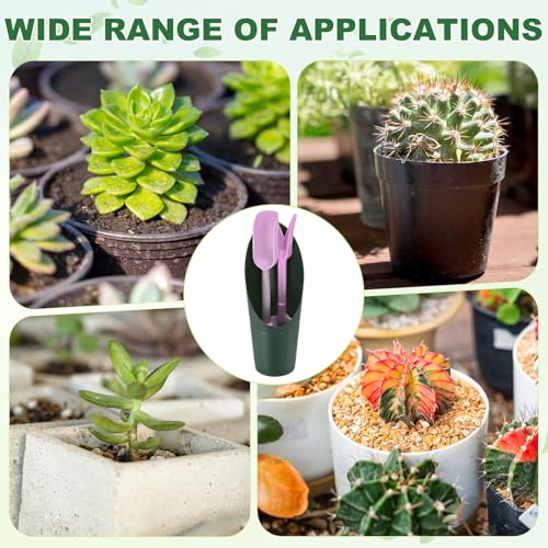 M METERXITY 2-Set Succulent Tools, Plastic 2-in-1 Mini Garden Shovel Hand Succulent Transplanting Tools Garden Shovel Transplant Trowel for Planting/Digging/Aerating [Deep Green,Purple] - color: Deep Green,Purple
