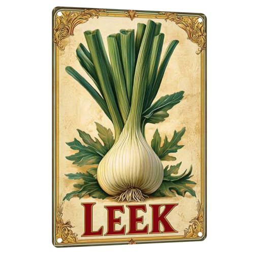 Leek Vegetables Metal Tin Sign Vintage Farmhouse Wall Art for Kitchen Dining Room Pantry Home Wall Decoration 8x12 Inch - color: Leek Metal Tin Sign, size: 8x12inch(20x30cm)