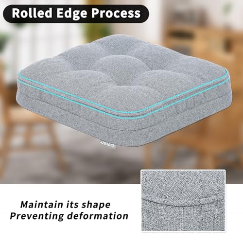 GOFORIT Memory Foam Seat Cushion，Kitchen Chair Cushions for Dining Chairs,Non-Slip Chair Pads with Removable Cover, 16'' x 16'', Grey - color: Grey