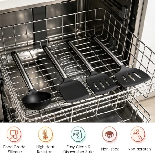 14PCS Kitchen Silicone Cooking Utensils Set with Holder | Heat Resistant, Food-grade Silicone and Stainless Steel, Spatula Set for Nonstick Cookware, Dishwasher Safe,Flexible,Durable