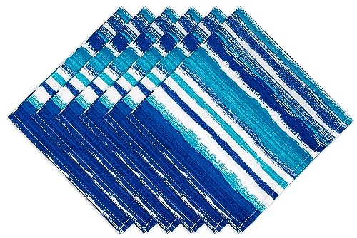Indoor Outdoor Tabletop for Spring Summer Decorations, Picnics and Dinner Parties - Stain and Water Resistant, Napkin Set, 20 x 20, Crayon Art (Ocean) - color: Crayon Art (Ocean), size: 20" x 20" (Set of 6)
