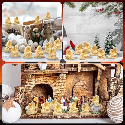 RoundFunny 50 Pcs Christmas Miniatures Nativity Resin Nativity Figures Bulk | Christmas Holy Family Figurine, Hide and Seek for Family, Nativity Scene Religious Gifts for Xmas Christian Goodie Bag Favors - style: Nativity