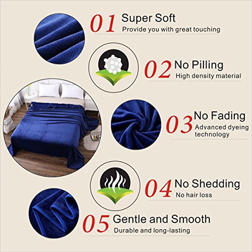 Fleece Blanket Twin Size 350GSM Lightweight Throw for The Bed Extra Soft Brush Fabric Super Warm Sofa Blanket 66" x 90"(Royal Blue Twin) - color: Royal Blue, size: Twin (90-Inch-by-66-Inch)