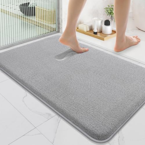 Smiry Memory Foam Bath Mat 36x24, Extra Soft Absorbent Bathroom Rugs | Grey Quick Dry, Machine Washable Bath Mats for Bathroom, Shower, Tub and Home Decor Accessories - color: Grey, size: 36'' X 24''
