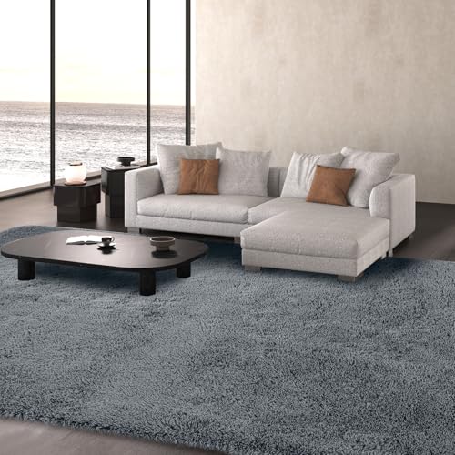 10x14 Area Rug Living Room - Fluffy Gray Soft Non-Slip Carpet | 10x14 Extra Large - 88% Love Its Softness. Elegant Gray Charm. Fluffy Comfort Non-Slip Backing Perfect 4-6 Movie Nights - color: Grey, size: 10' x 14' (Rectangular)