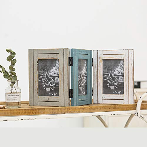 RiteSune Rustic Picture Frame 3 Folding 5X7 Triple Hinged | Photo Frame Collage for Home Office Desk, Present for Christmas, New Year - color: Trifold 5X7