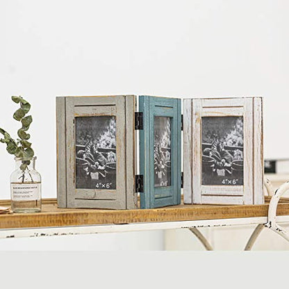 RiteSune Rustic Picture Frame 3 Folding 5X7 Triple Hinged | Photo Frame Collage for Home Office Desk, Present for Christmas, New Year - color: Trifold 5X7