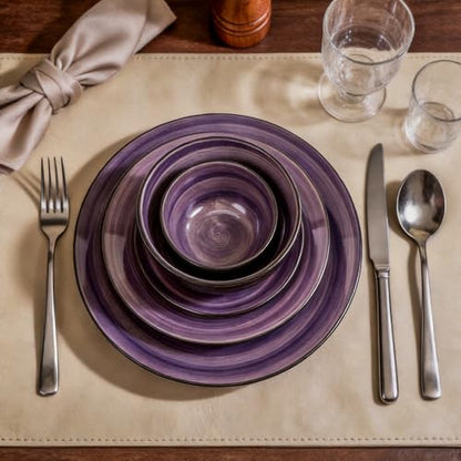 Stoneware Sonoma 56pc Dinnerware Set, Black + Speckled Spin Wash Purple - color: Purple