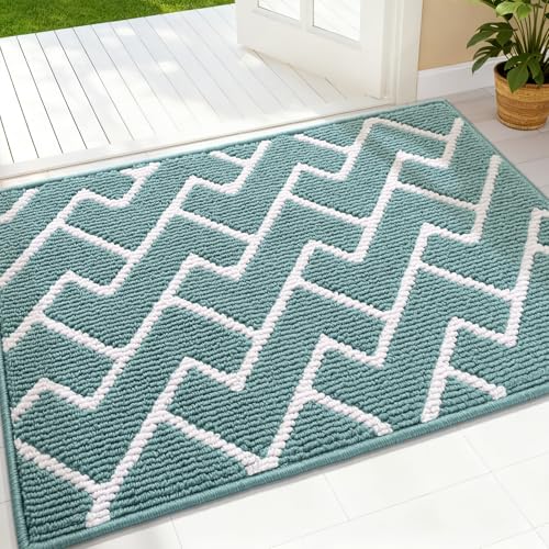 OLANLY Front Door Mat, Non-Slip Rubber Backing, Dirt Resistant and Absorbent, Washable, Easy to Clean Low-Profile Indoor Doormat for Back Door, Entryway, Inside Entrance, 36x24, Sage Green - color: Sage Green, size: 36" X 24"