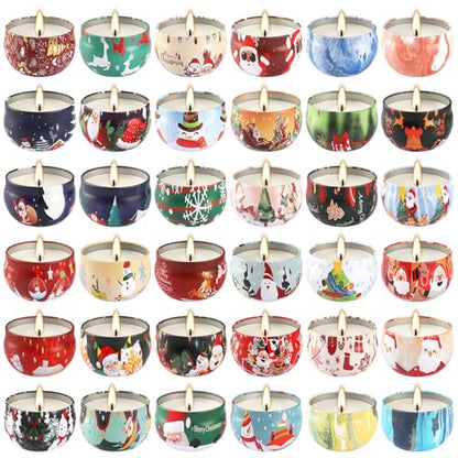 36 Packs Christmas Scented Candles Gift- Aromatherapy Candle-2.5oz Soy Wax-Long Lasting Burn time, Christmas Thanksgiving Gifts, Home Decor - color: Red 01