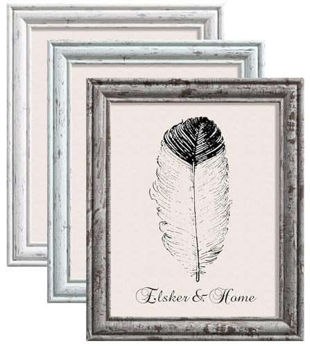 ELSKER&HOME 8 x 10 Rustic Picture Frames, Farmhouse, Distressed, 3 Pack | Farmhouse Wall Decor, Wedding, Wall or Tabletop Display, Horizontal or Hertical Display, Colorful， Photo Frames - size: 8 x 10