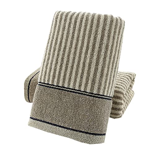 Hand Towels Set of 2 100% Cotton Striped Pattern Absorbent Soft Decorative Towel for Bathroom (Gray Brown) - color: 2 Gray Brown