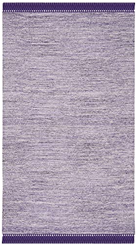SAFAVIEH Montauk Collection Area Rug - 5' x 8', Purple, Handmade Tassel Cotton, Ideal for High Traffic Areas in Living Room, Bedroom (MTK610S) - color: Purple, size: 5' x 8' (Rectangular)
