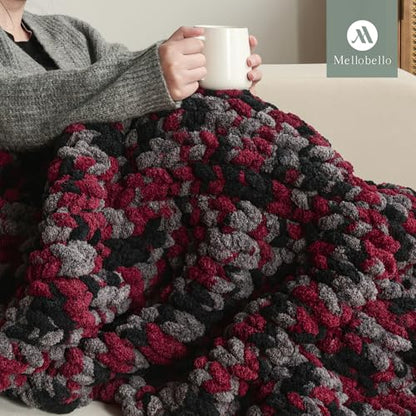 Jumbo Chunky Yarn for Hand Knitting - Super Thick Chenille Chunky Yarn for Crocheting - Extra Soft Bulky Fluffy Blanket Big Yarns 8 Jumbo Pack (27yds,8 oz Each Skein) - color: Burgundy Night