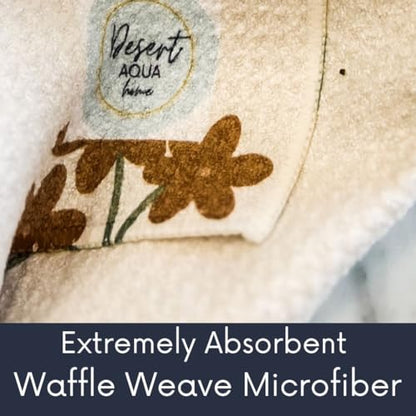 Kitchen Towels, Dish Towels for Kitchen, 3 Pc Kitchen Towel Set | Microfiber Waffle Towels, 16 x 26 inches, with Hanging Loops, Reusable Tea Towels, Cute Kitchen Towels - 3 Pack - color: Coffee