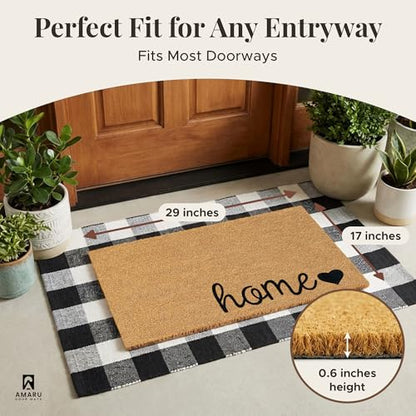 Coir Welcome Mat, Non-Slip, Home Love, 17 x 29 in | 100% Natural Coir, Anti-Shedding, Durable PVC Backing, Traps Dirt and Mud, Indoor and Outdoor Entryway, Easy to Clean - color: Home Love