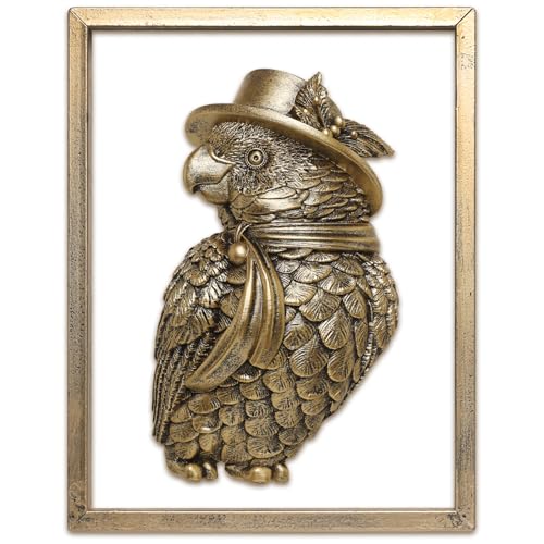 Vintage Gold Macaw Resin Animal Heads Wall Decor - Exquisite Polly Wall Hanging Sculptures for Living Room, Bedroom, Office - Handmade Home Art Decor(Parrot) - color: Parrot